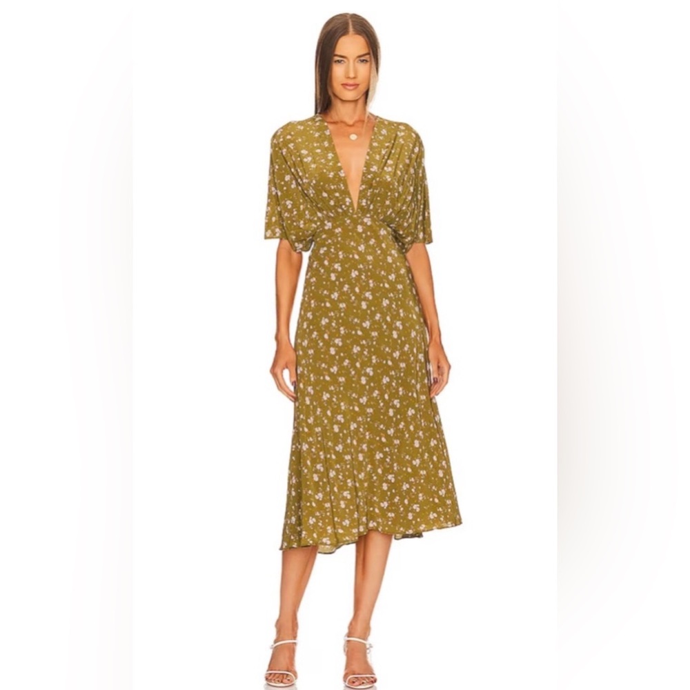 Anna Nata Taylor Dress in Olive Wildflower